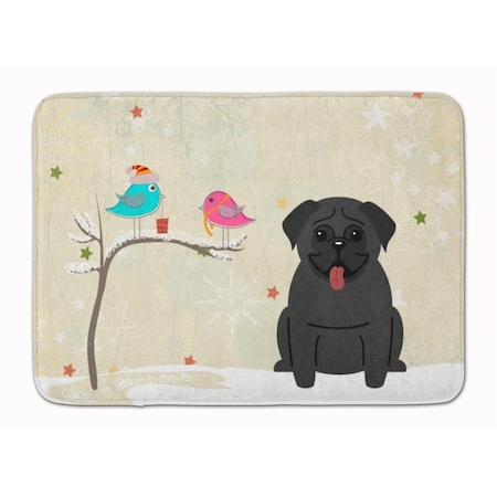 Carolines Treasures Christmas Presents Friends Pug Black Machine Washable Memory Foam Mat BB2478RUG